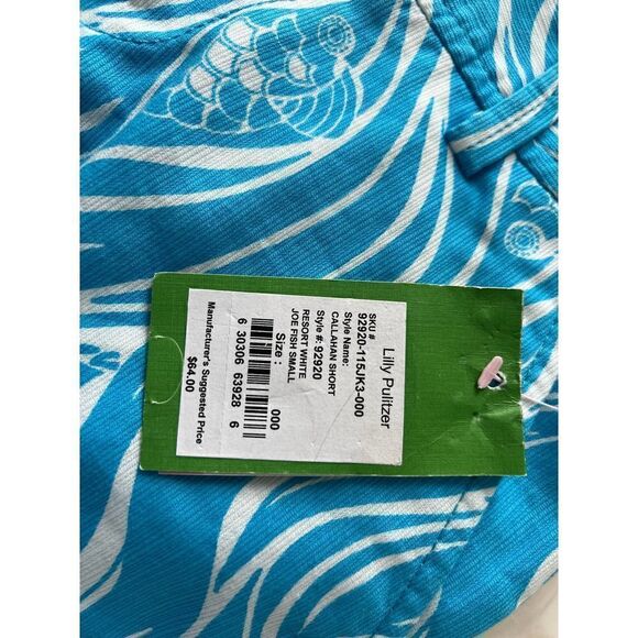 Lilly Pulitzer NWT Callahan Stretch Shorts Turquoise & White Women's Size 000 - Picture 4 of 8